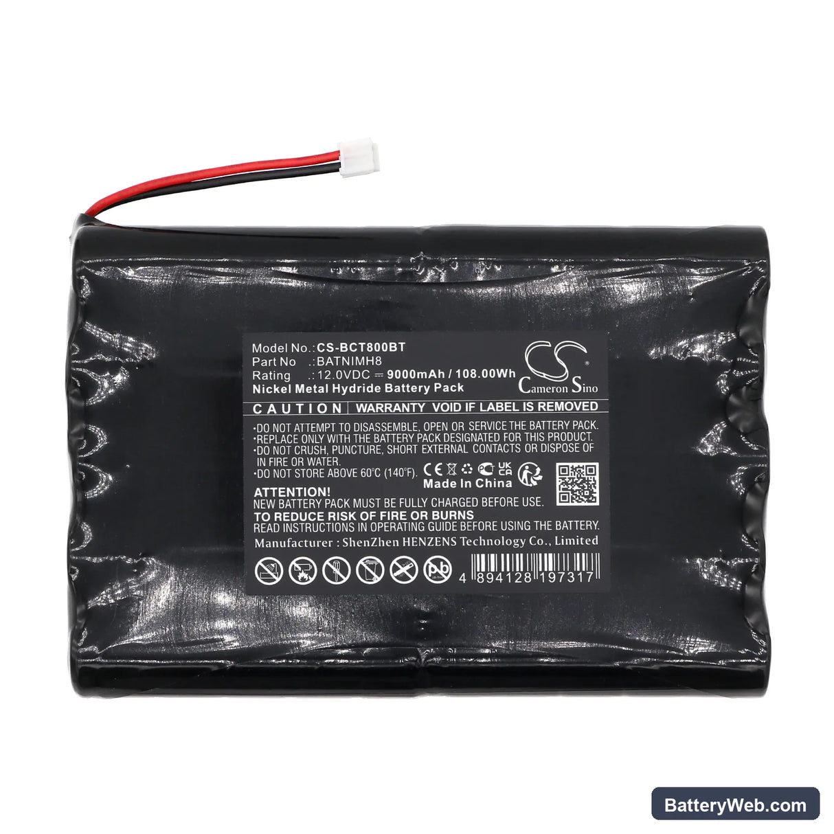 Daitem 318-16D Replacement Battery, 12V, 9000mAh, Ni-MH 3