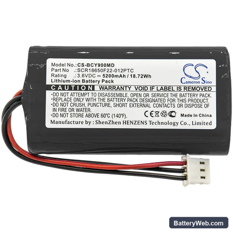 Bionet Oximete OXY9 Wave Replacement Battery, 3.6V, 5200mAh, Li-ion 3
