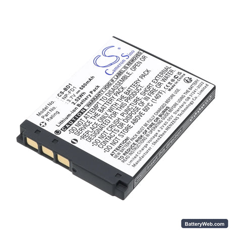 Sony Cyber-shot DSC-T200/B Replacement Battery, 3.7V, 680mAh, Li-ion 1