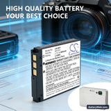 Sony Cyber-shot DSC-T200/B Replacement Battery, 3.7V, 680mAh, Li-ion 6