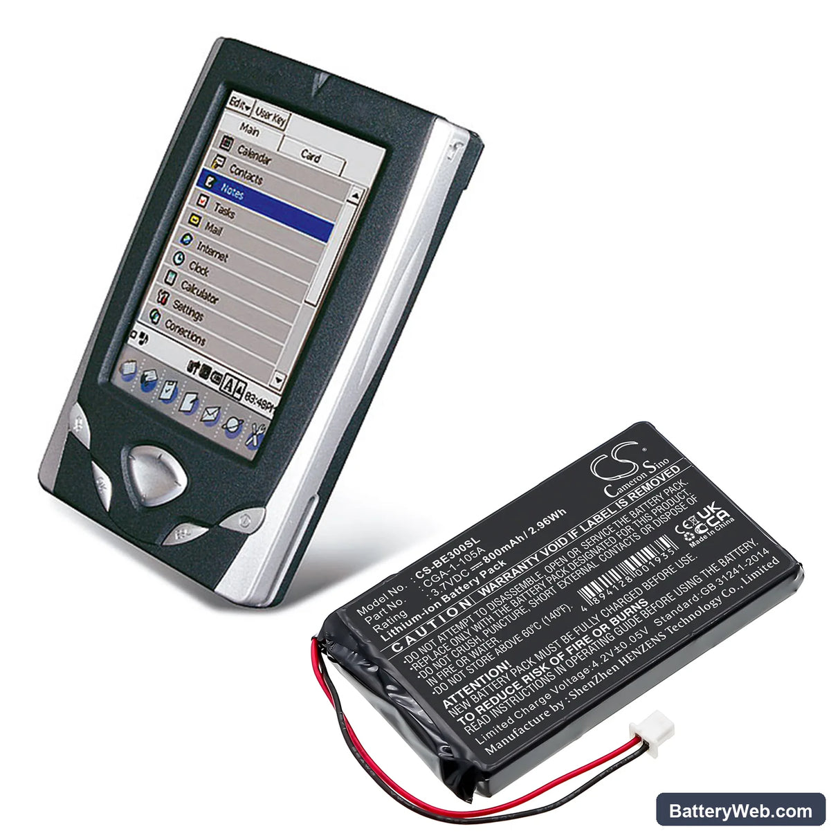 Casio Cassiopeia BE-300 Replacement Battery, 3.7V, 800mAh, Li-ion 6