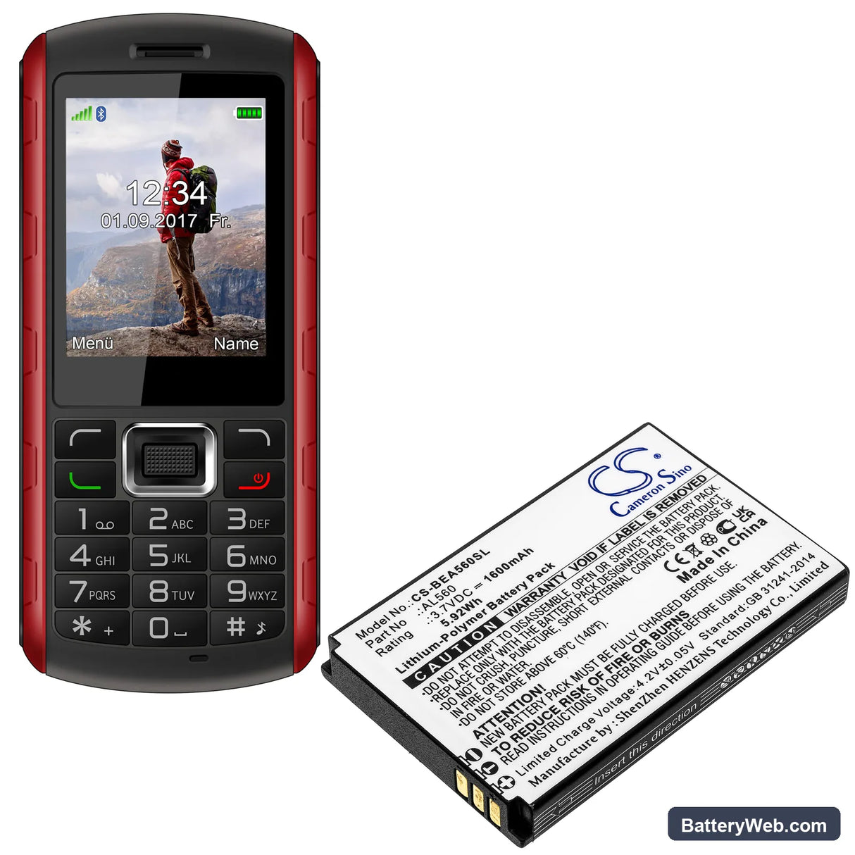 Bea-fon AL560 Replacement Battery, 3.7V, 1600mAh, Li-Polymer 4