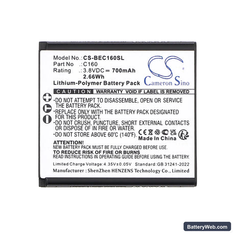 Bea-fon C160 Replacement Battery, 3.8V, 700mAh, Li-Polymer 3