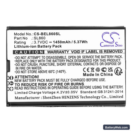 Bea-fon SL860 Touch Replacement Battery, 3.7V, 1450mAh, Li-ion 3