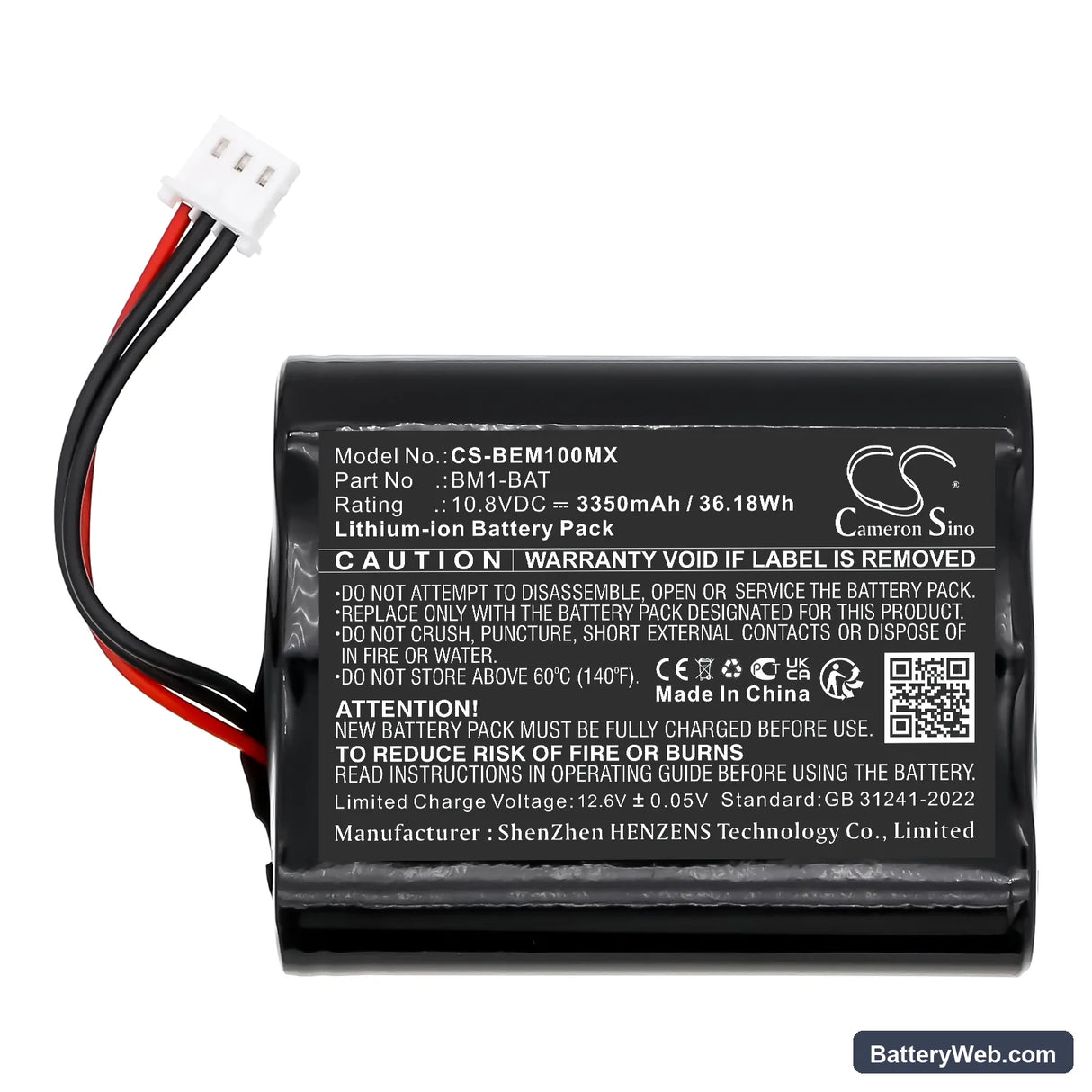 Bionet BM1 Vet Replacement Battery, 10.8V, 3350mAh, Li-ion 3