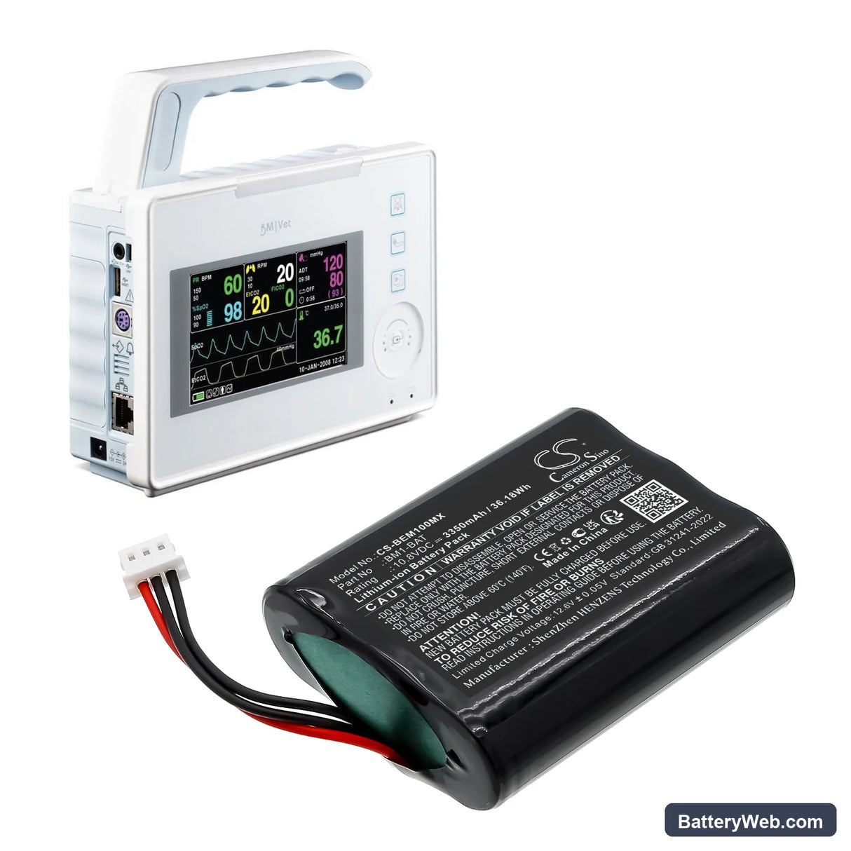 Bionet BM1 Vet Replacement Battery, 10.8V, 3350mAh, Li-ion 6