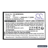 Bea-fon M5 Replacement Battery, 3.8V, 1900mAh, Li-ion 3