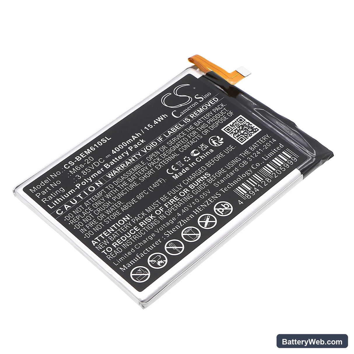 Bea-fon M6s Premium Replacement Battery, 3.85V, 4000mAh, Li-Polymer 1