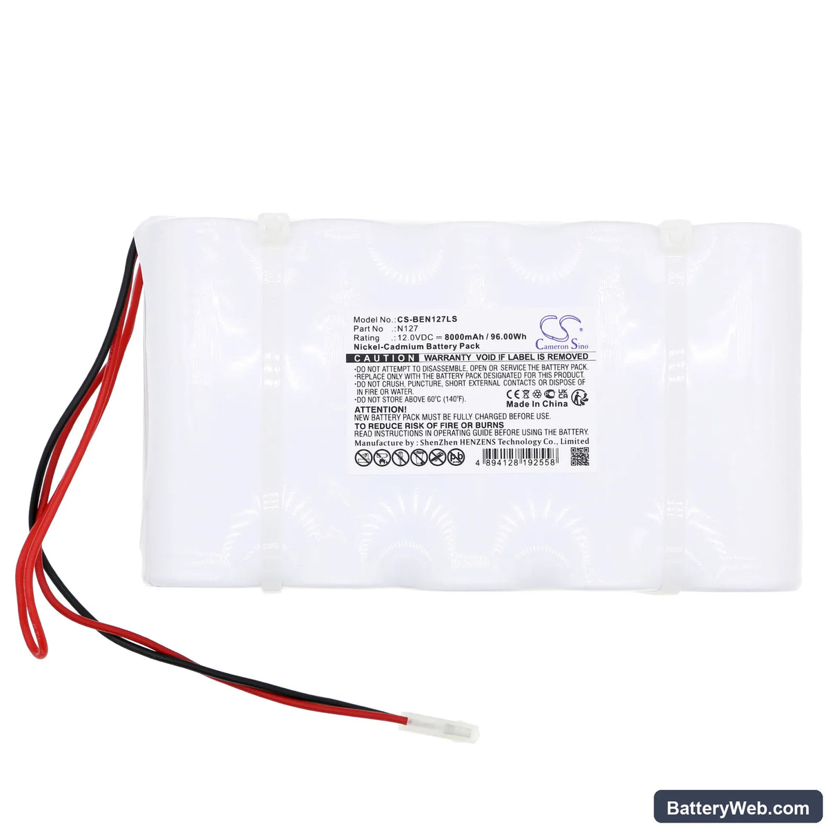 BIG BEAM 2SE12N7 Replacement Battery, 12V, 8000mAh, Ni-CD 3