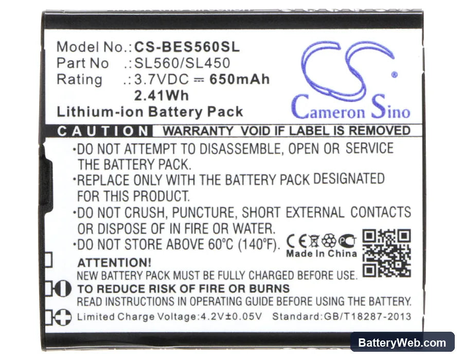 Bea-fon SL560 Replacement Battery, 3.7V, 650mAh, Li-ion 5