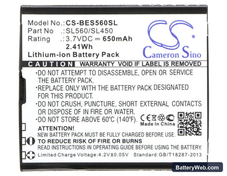 Bea-fon SL560 Replacement Battery, 3.7V, 650mAh, Li-ion 5