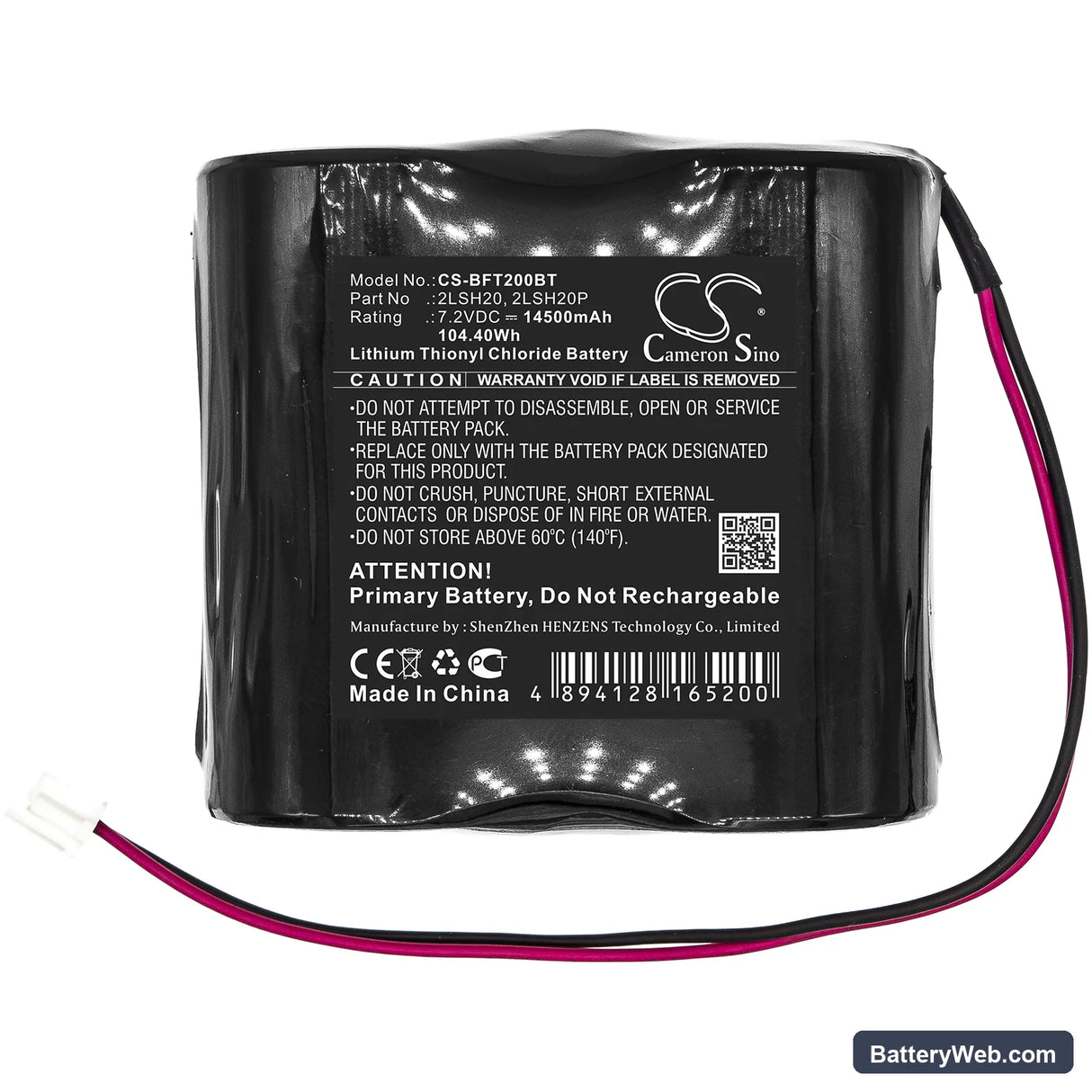 Pile RAS31 Replacement Battery, 7.2V, 14500mAh, Li-SOCl2 3