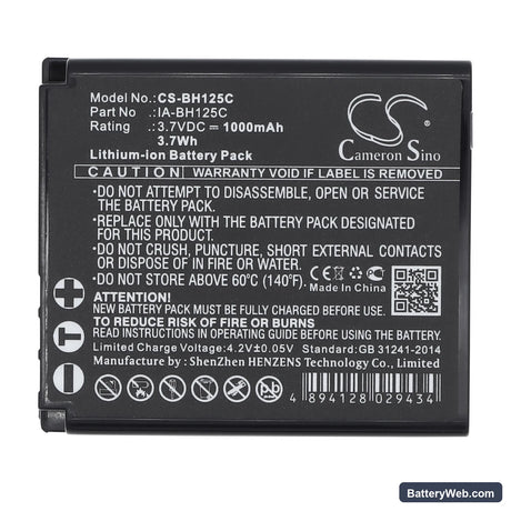 Samsung HMX-R10 Replacement Battery, 3.7V, 1000mAh, Li-ion 5
