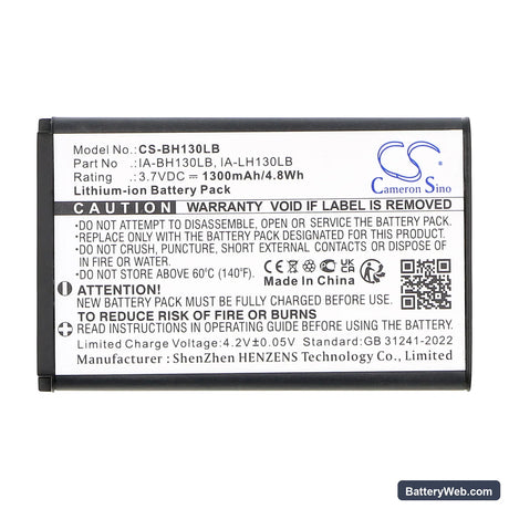 Samsung SMX-C14 Replacement Battery, 3.7V, 1300mAh, Li-ion 3