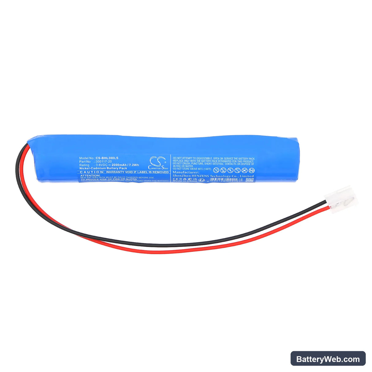 Beghelli 415.067.101 Replacement Battery, 3.6V, 2000mAh, Ni-CD 3