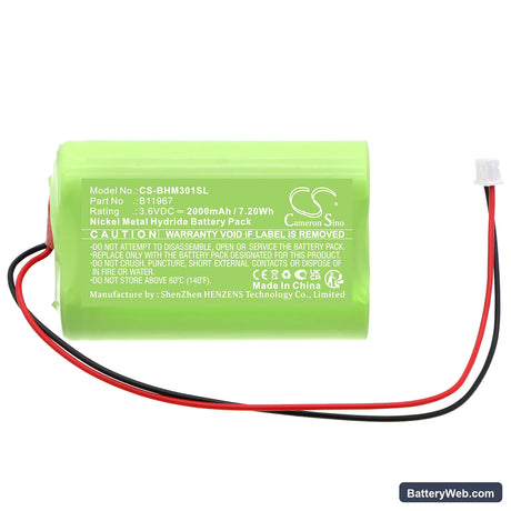 Bacharach Medigas PM 3010 N2O Monitor Replacement Battery, 3.6V, 2000mAh, Ni-MH 3
