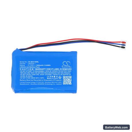 Tyro Indus 1S Wireless E-stop Replacement Battery, 3.7V, 1800mAh, Li-ion 3