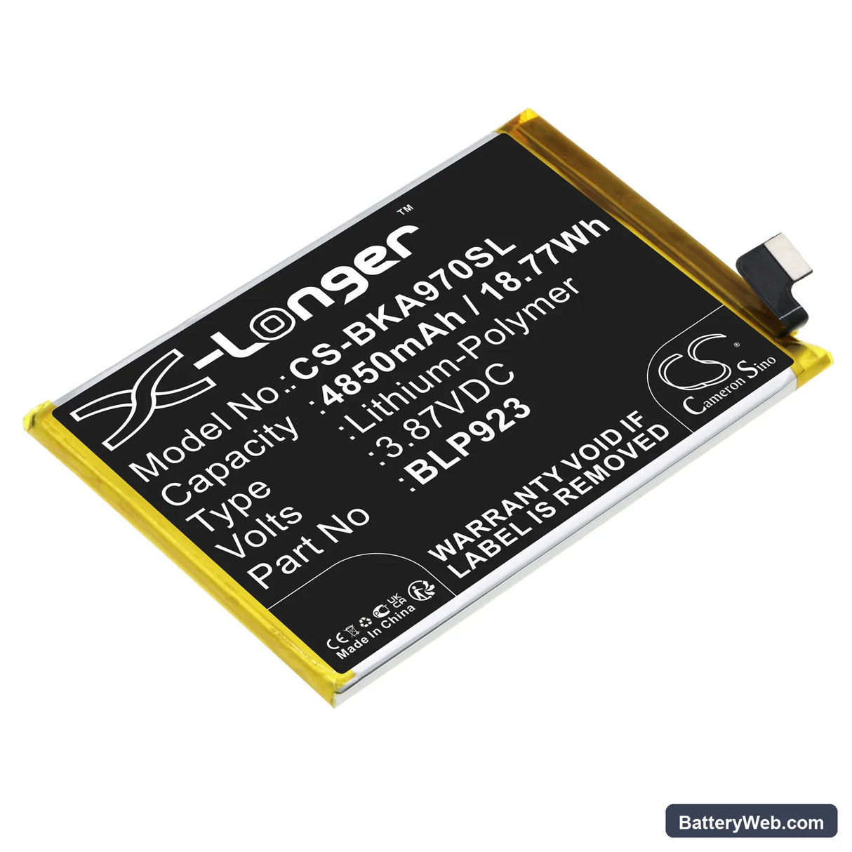 Vivo A97 5G Replacement Battery, 3.87V, 4850mAh, Li-Polymer 1
