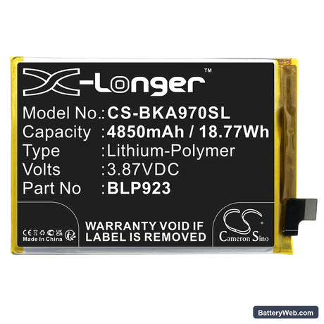 Vivo A97 5G Replacement Battery, 3.87V, 4850mAh, Li-Polymer 3