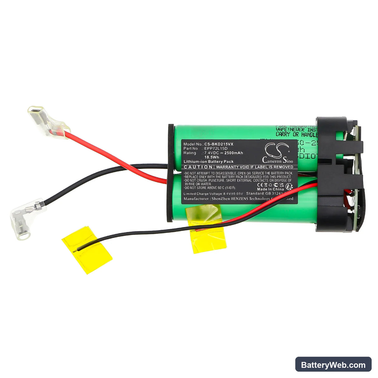 Black+Decker HNV215B Replacement Battery, 7.4V, 2500mAh, Li-ion 3