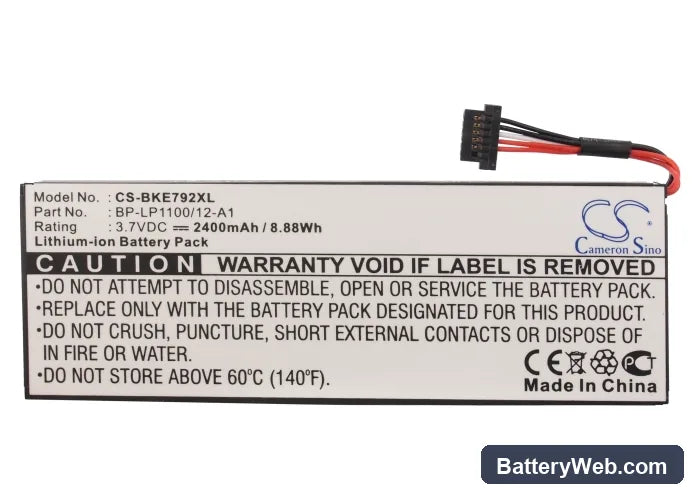 Becker Traffic Assist 7928 Replacement Battery, 3.7V, 2400mAh, Li-ion 6