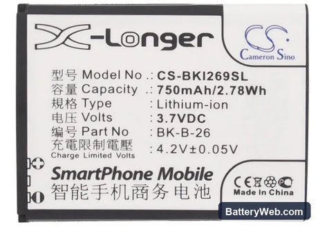 BBK I269 Replacement Battery, 3.7V, 750mAh, Li-ion 5