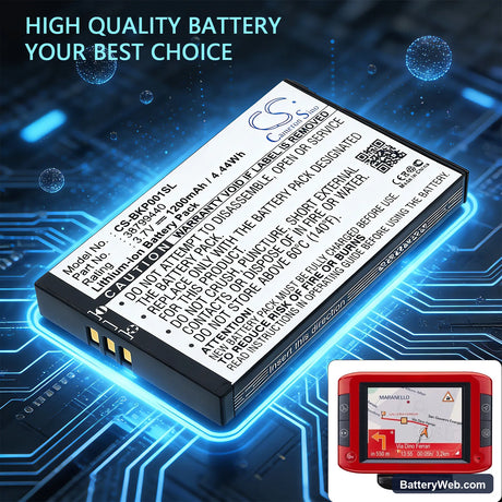 Becker Traffic Assist Pro Replacement Battery, 3.7V, 1200mAh, Li-ion 6