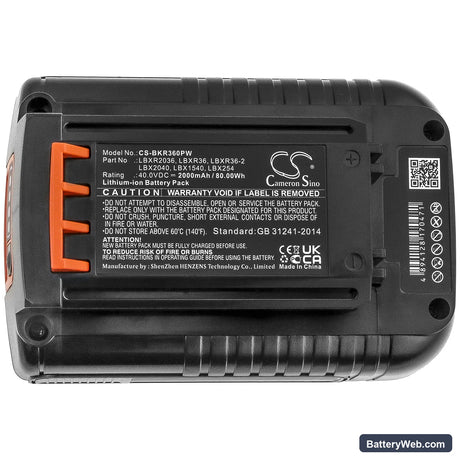 Black & Decker LST136B Replacement Battery, 40V, 2000mAh, Li-ion 5