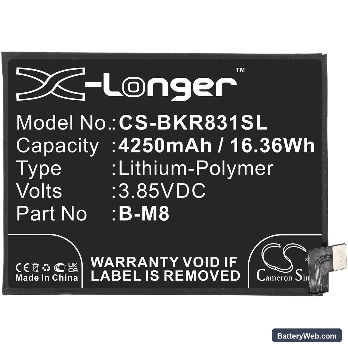 Vivo NEO 3 Replacement Battery, 3.85V, 4250mAh, Li-Polymer 3