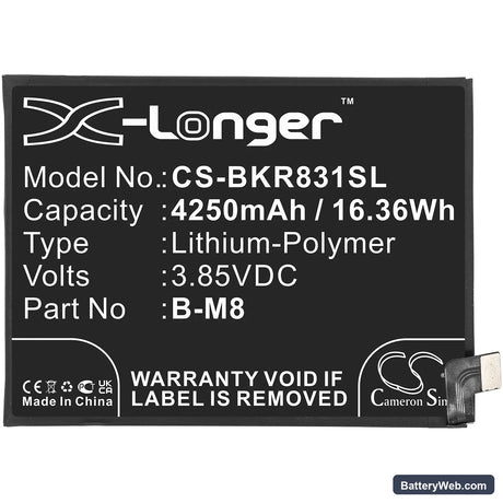 Vivo NEO 3 Replacement Battery, 3.85V, 4250mAh, Li-Polymer 3