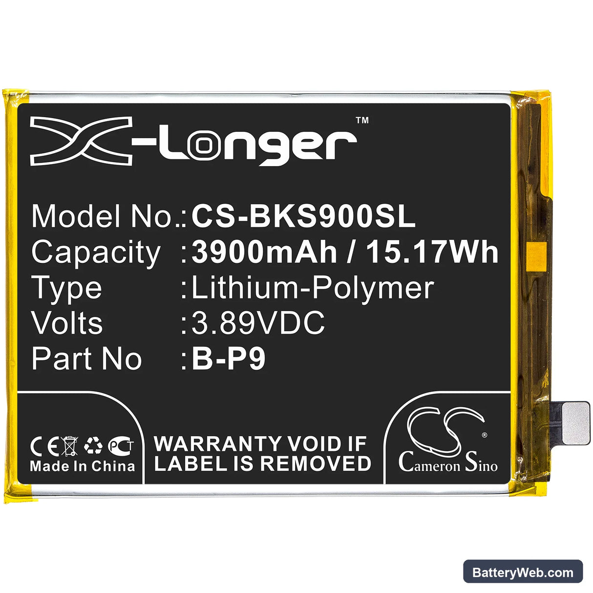 Vivo S9 Replacement Battery, 3.89V, 3900mAh, Li-Polymer 3
