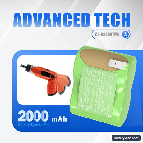Black & Decker 9073 Replacement Battery, 2.4V, 2000mAh, Ni-MH 7