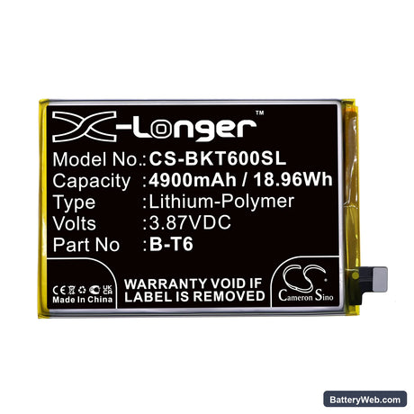 Vivo IQOO Z6 5G Replacement Battery, 3.87V, 4900mAh, Li-Polymer 3