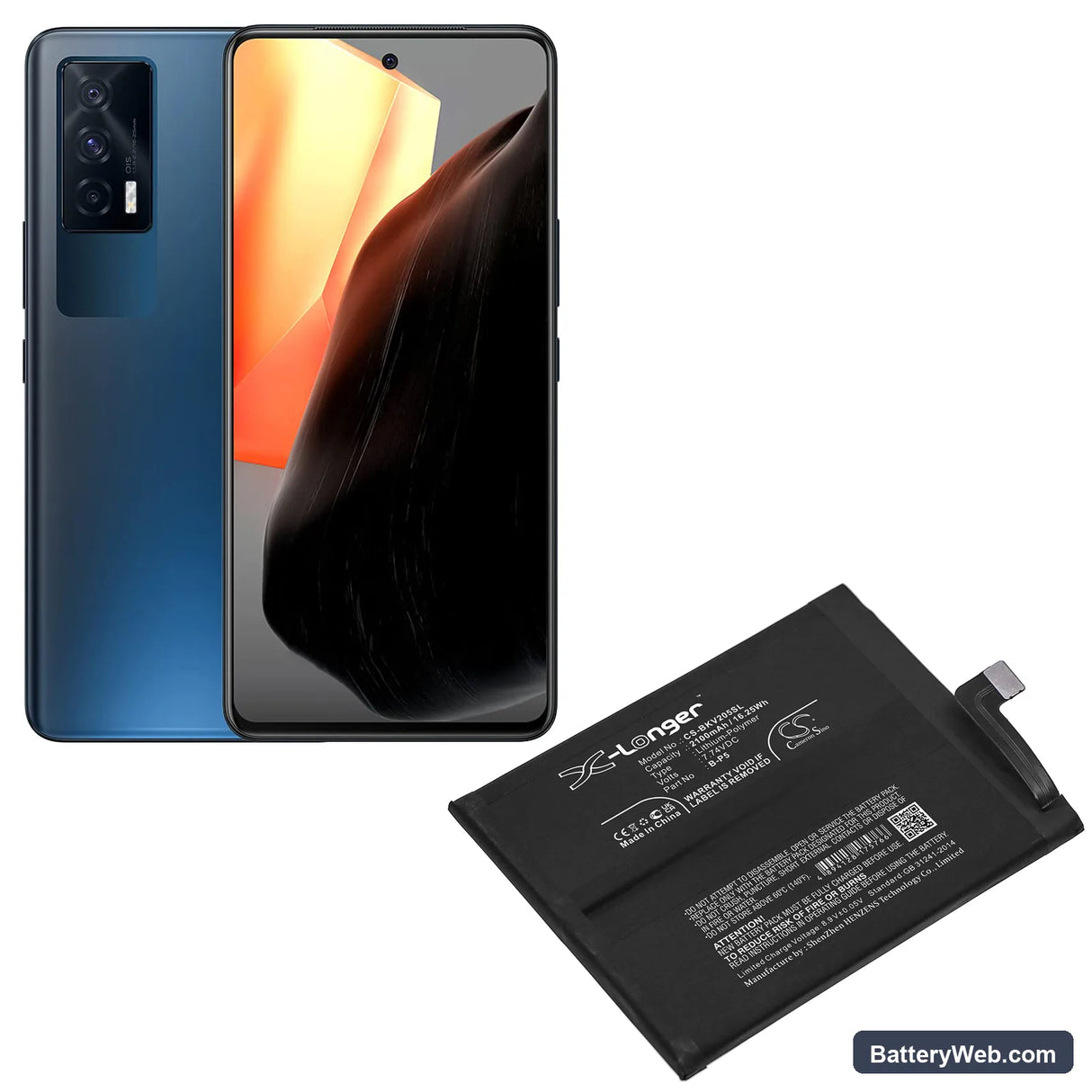 Vivo iQOO Neo5 5G Replacement Battery, 7.74V, 2100mAh, Li-Polymer 5