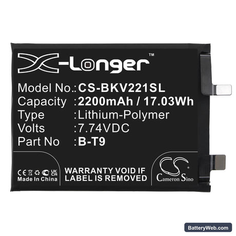 Vivo iQOO 10 5G Replacement Battery, 7.74V, 2200mAh, Li-Polymer 3