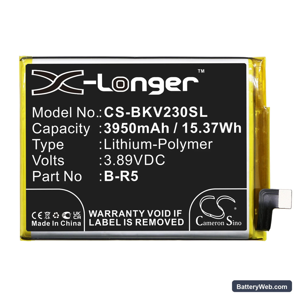 Vivo V23e Replacement Battery, 3.89V, 3950mAh, Li-Polymer 3