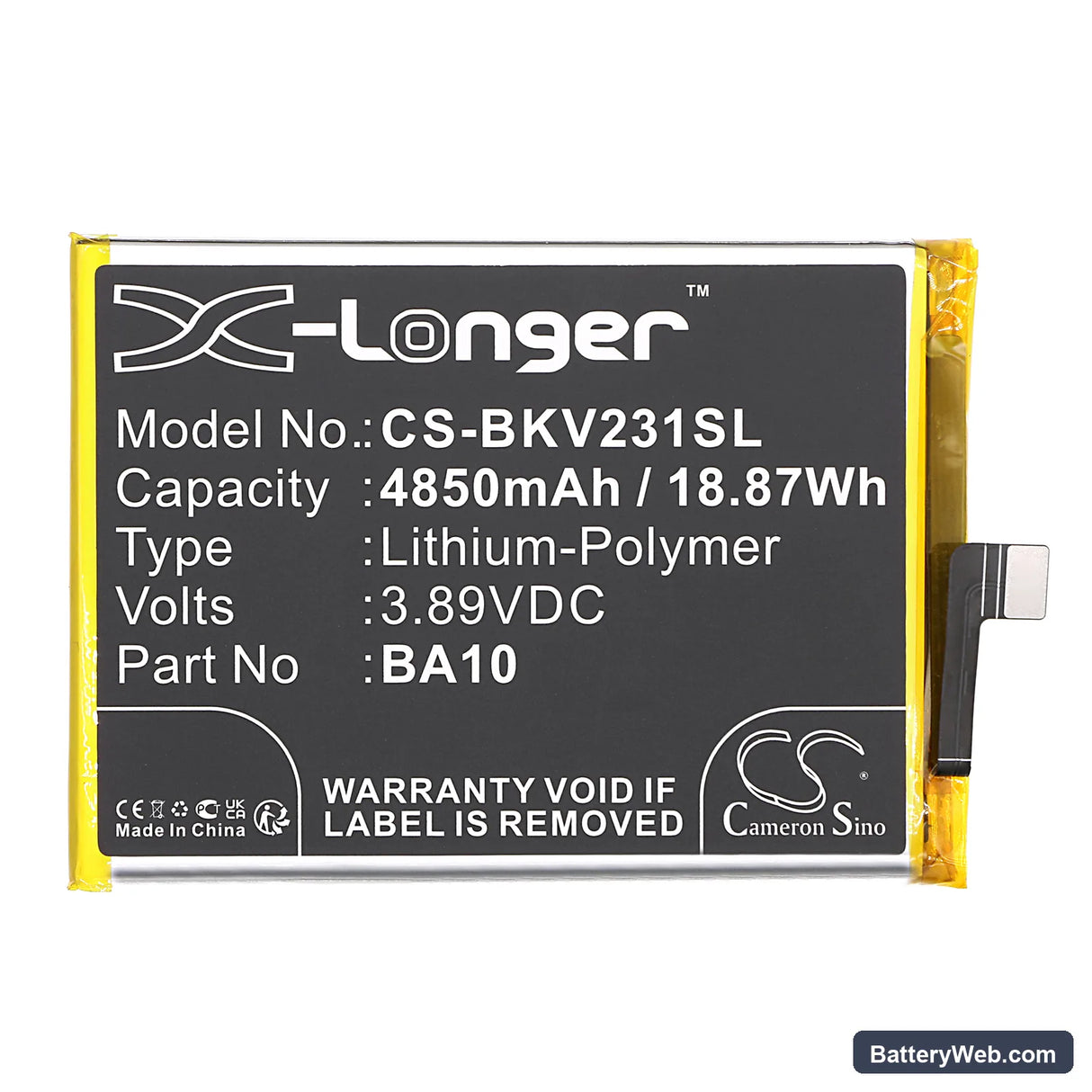 Vivo Y17S Replacement Battery, 3.89V, 4850mAh, Li-Polymer 3
