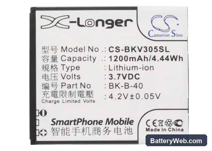 BBK VIVO E1 Replacement Battery, 3.7V, 1200mAh, Li-ion 5