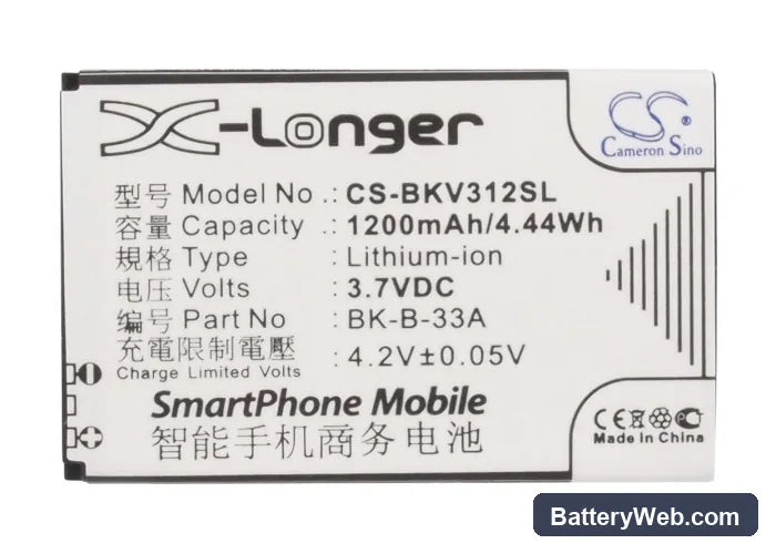 BBK VIVO S3 Replacement Battery, 3.7V, 1200mAh, Li-ion 5