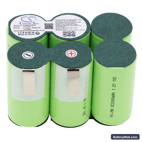 Black&Decker DV7205 Replacement Battery, 7.2V, 2000mAh, Ni-MH 3