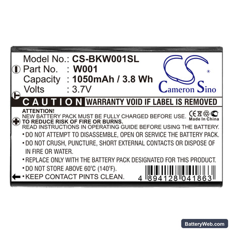 SMC Skype Wifi Phone Replacement Battery, 3.7V, 1050mAh, Li-ion 3