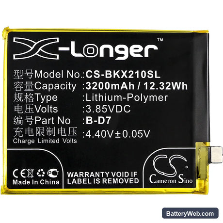Vivo X21 Replacement Battery, 3.85V, 3200mAh, Li-Polymer 3