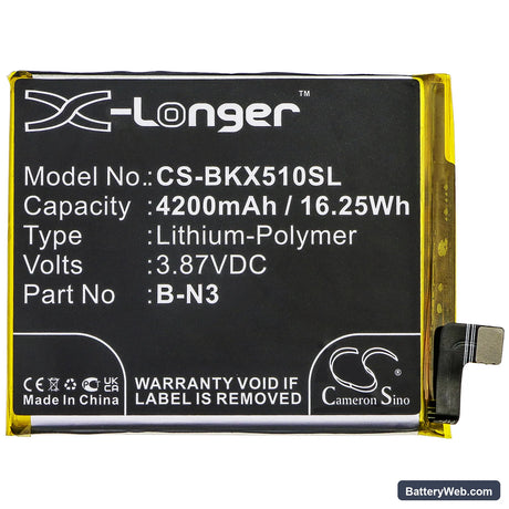 Vivo X50 Pro Replacement Battery, 3.87V, 4200mAh, Li-Polymer 3