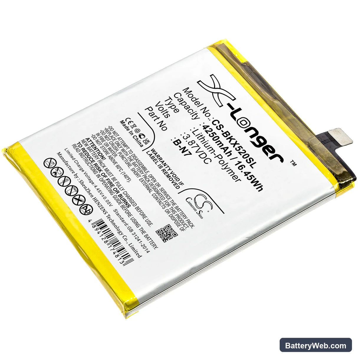 Vivo X50 Pro+ Replacement Battery, 3.87V, 4250mAh, Li-Polymer 1