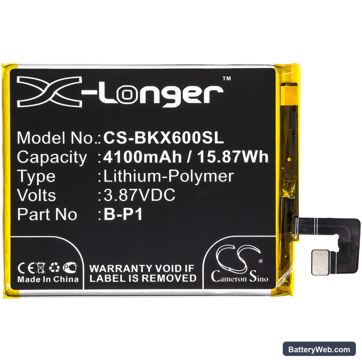 Vivo X60 Pro Replacement Battery, 3.87V, 4100mAh, Li-Polymer 3