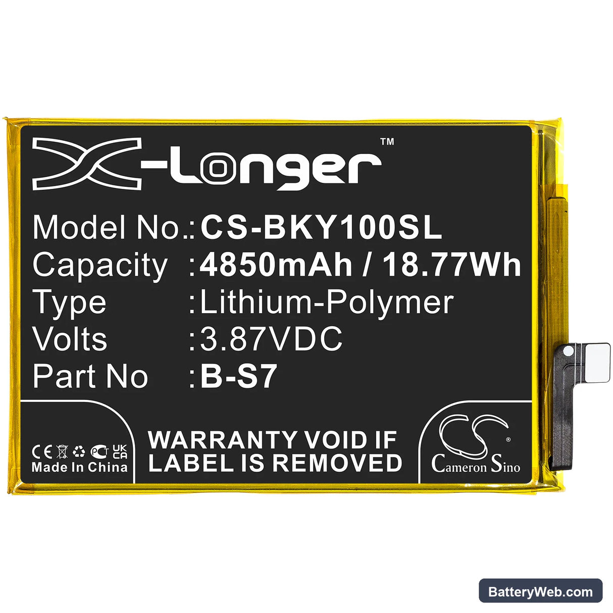 Vivo Y01 Replacement Battery, 3.87V, 4850mAh, Li-Polymer 3