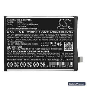 Vivo Y100i 5G 2023 Standard Edition Replacement Battery, 3.91V, 4900mAh, Li-Polymer 1