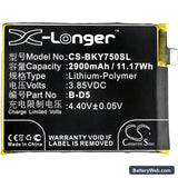 BBK VIVO Y75 Replacement Battery, 3.85V, 2900mAh, Li-Polymer 3