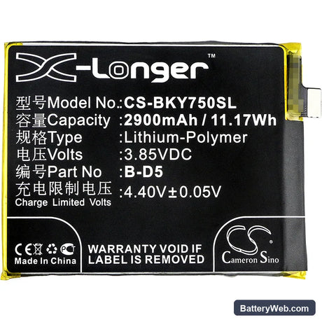 BBK VIVO Y75 Replacement Battery, 3.85V, 2900mAh, Li-Polymer 3