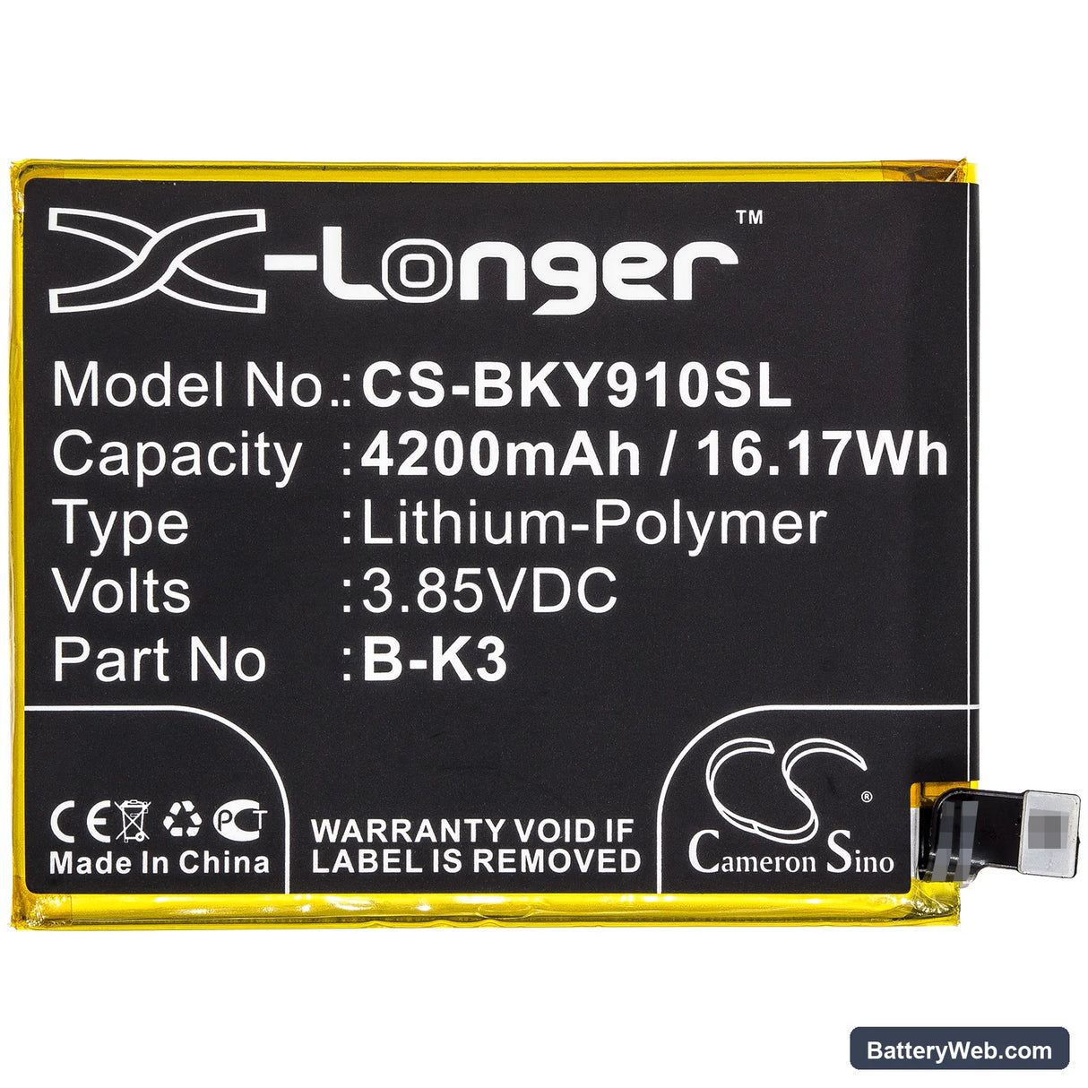 Vivo Y9S Replacement Battery, 3.85V, 4200mAh, Li-Polymer 3